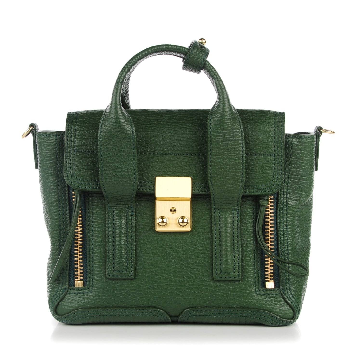 3.1 Textured Calfskin Mini Pashli Satchel Jade