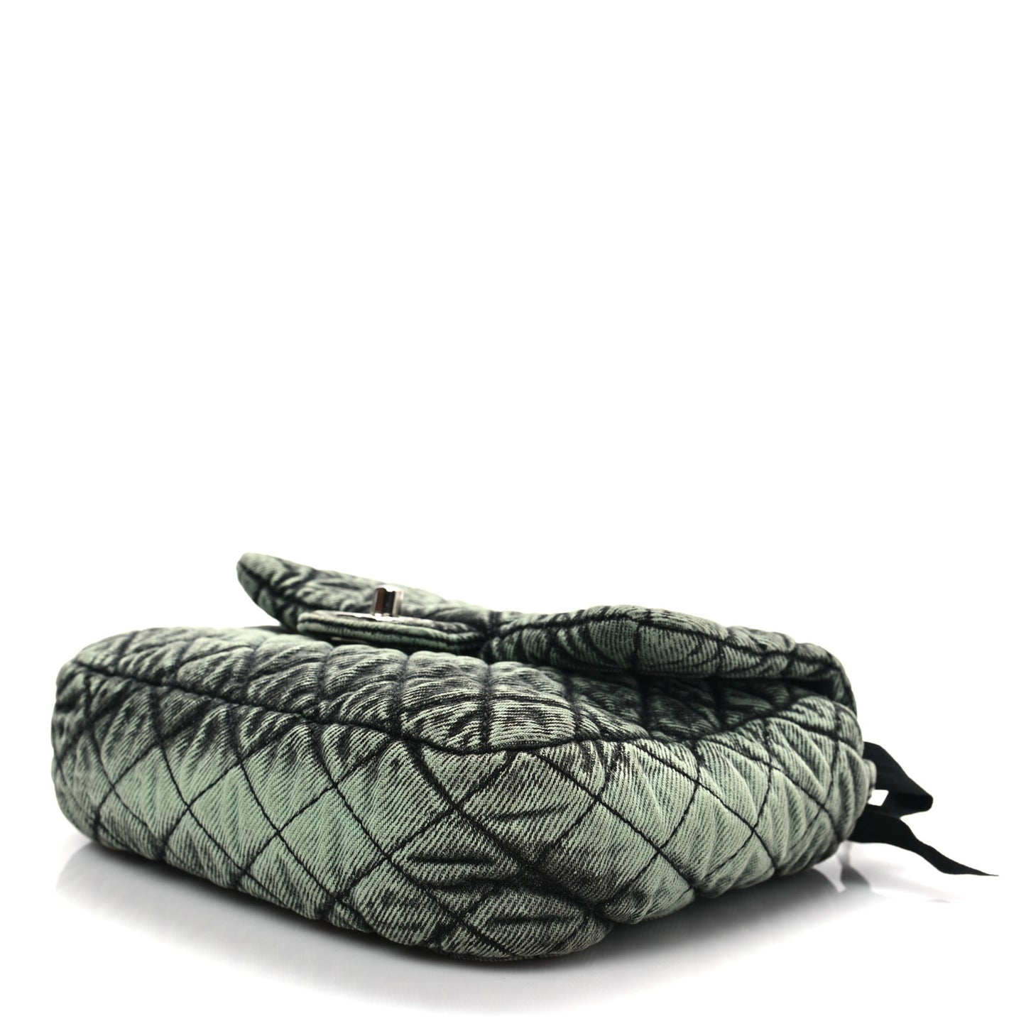 Washed Denim Quilted Small Denimpression Flap Green Black