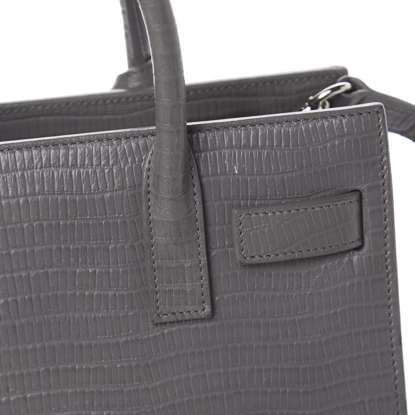 Calfskin Lizard Embossed Nano Sac De Jour Fog