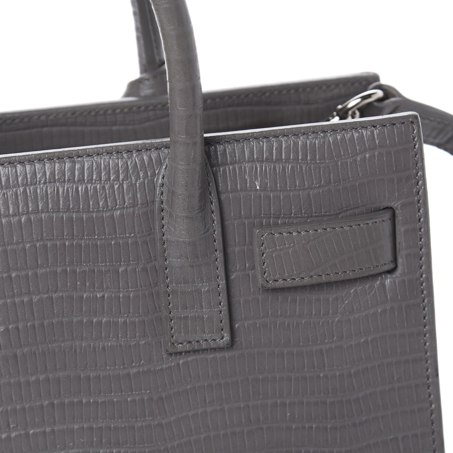 Saint Laurent Calfskin Lizard Embossed Nano Sac De Jour Fog 15 of 15