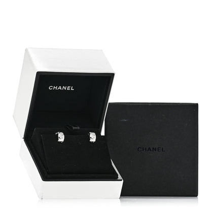 Chanel 18K White Gold Diamond Coco Crush Wide Hoop Earrings 5 of 5