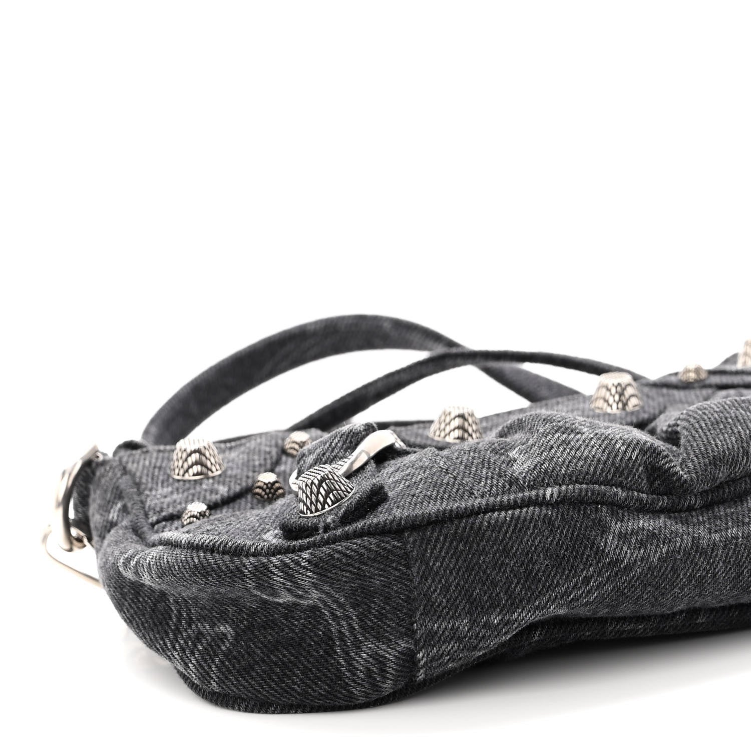Balenciaga Washed Denim BB Monogram Le Cagole Mini Purse With Chain Black 8 of 9