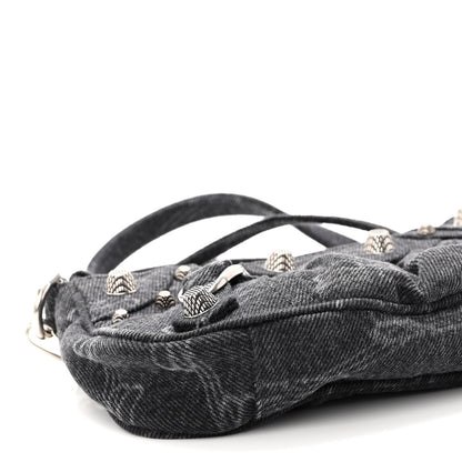 Balenciaga Washed Denim BB Monogram Le Cagole Mini Purse With Chain Black 8 of 9