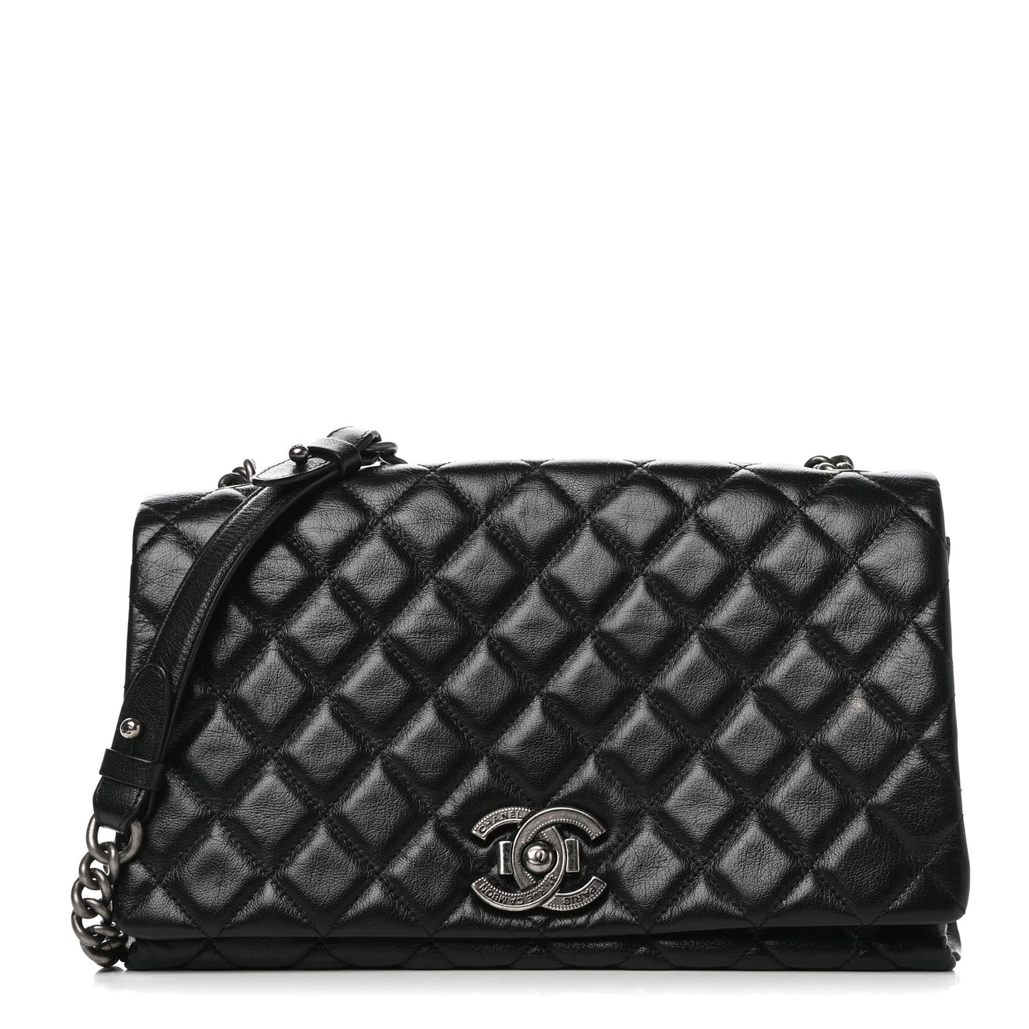 Metallic Goatskin Large City Rock Flap Black