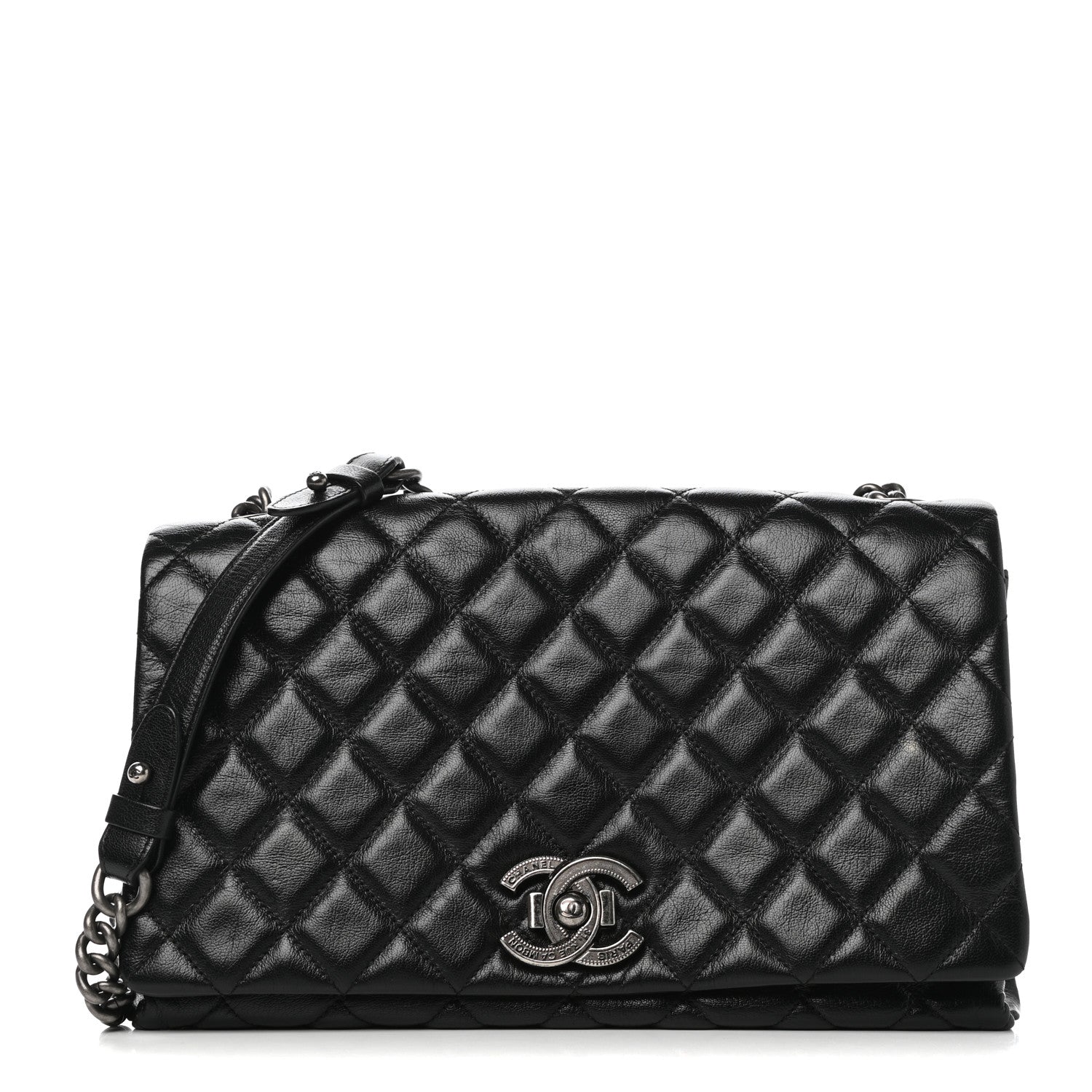 Chanel Metallic Goatskin Large City Rock Flap Black 1 of 10