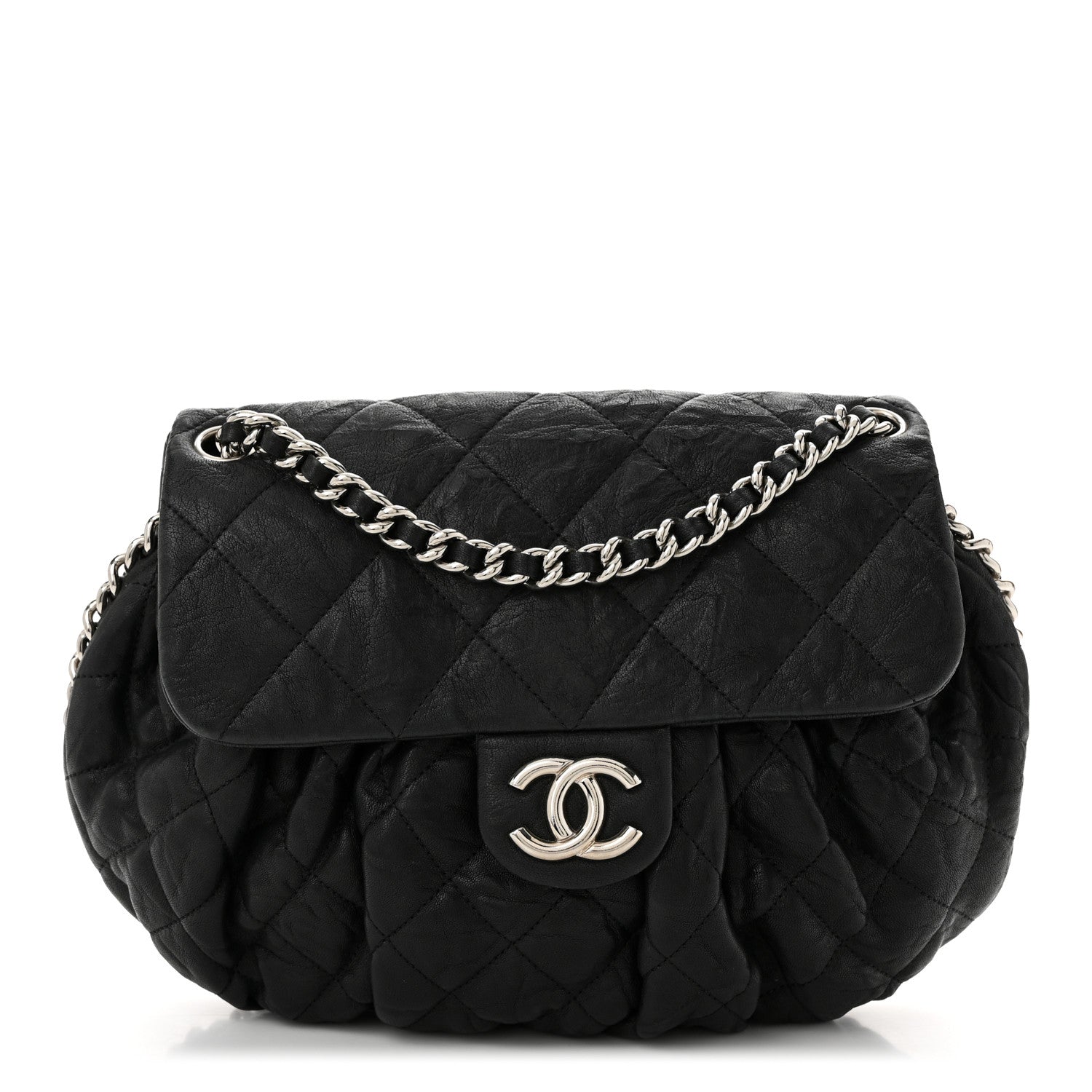 Chanel Washed Lambskin Quilted Medium Chain Around Messenger Black 1 of 10