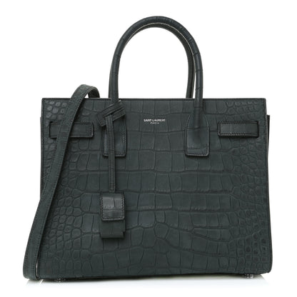 Saint Laurent Crocodile Embossed Nubuck Baby Sac De Jour Dark Anthracite 1 of 9