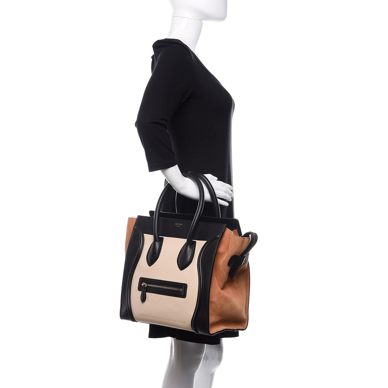 Celine Satin Calfskin Suede Mini Tri-Color Luggage Seashell 2 of 9