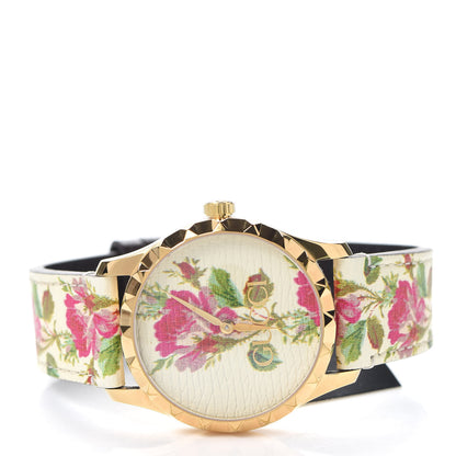 Gucci Stainless Steel Calfskin 38mm G-Timeless Floral Quartz Watch Ivory 2 of 5