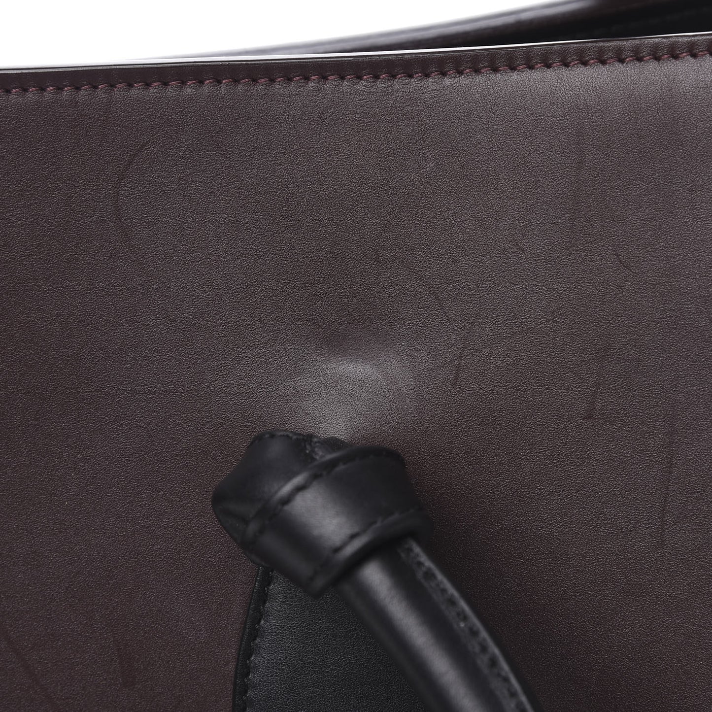 Smooth Calfskin Large Bi-Color Tie Knot Tote Black Burgundy