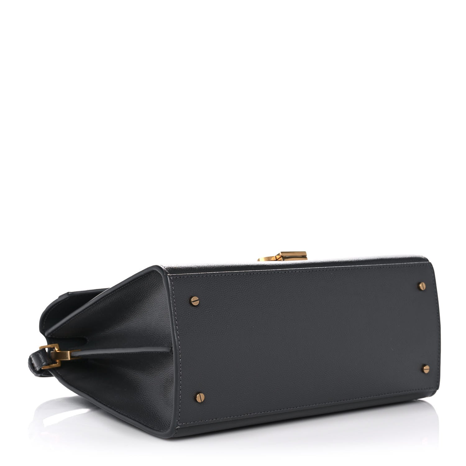 Saint Laurent Grain de Poudre Medium Classic Monogram Cassandra Top Handle Dark Smog 4 of 9