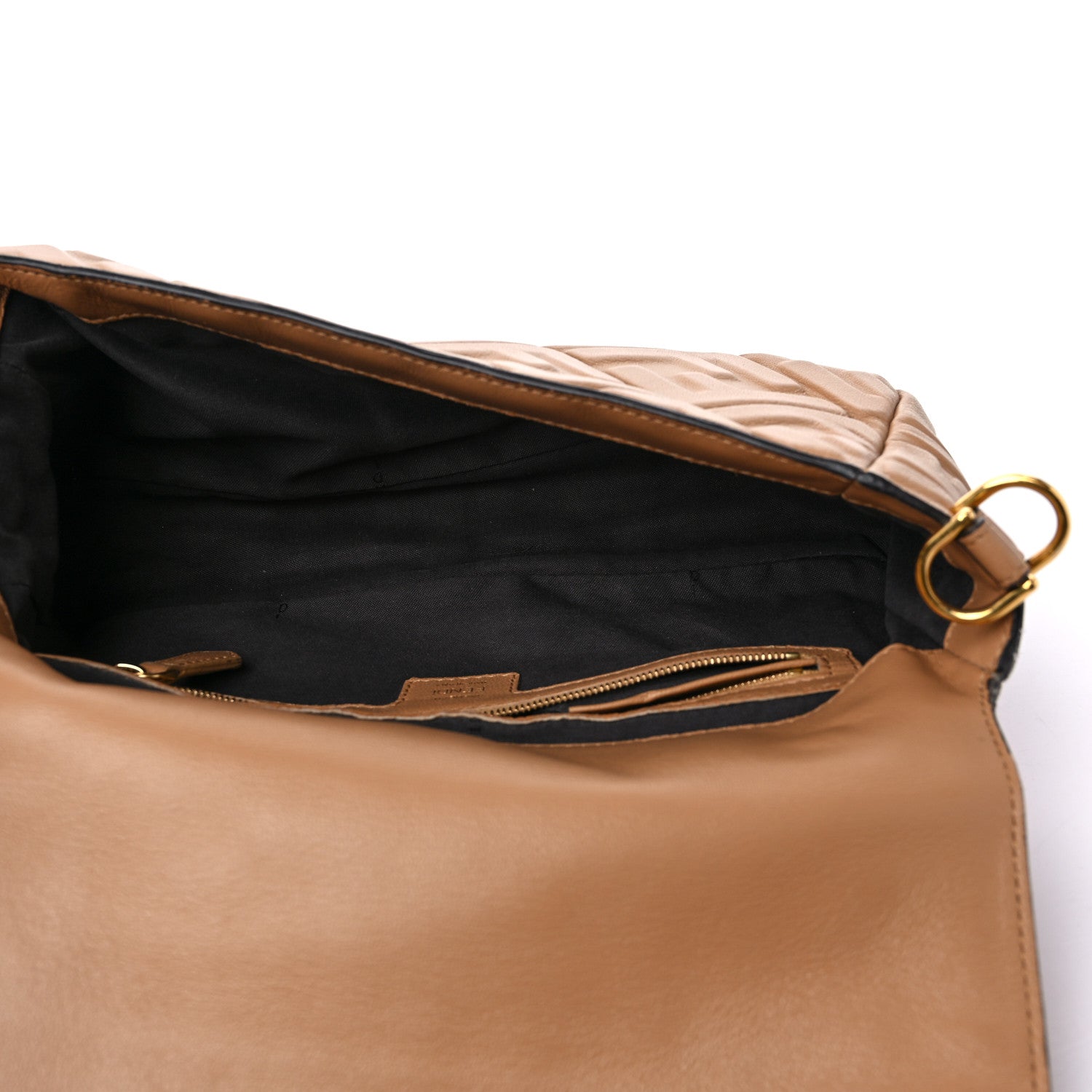 Fendi Nappa FF 1974 Embossed Baguette Miele Scuro 4 of 14