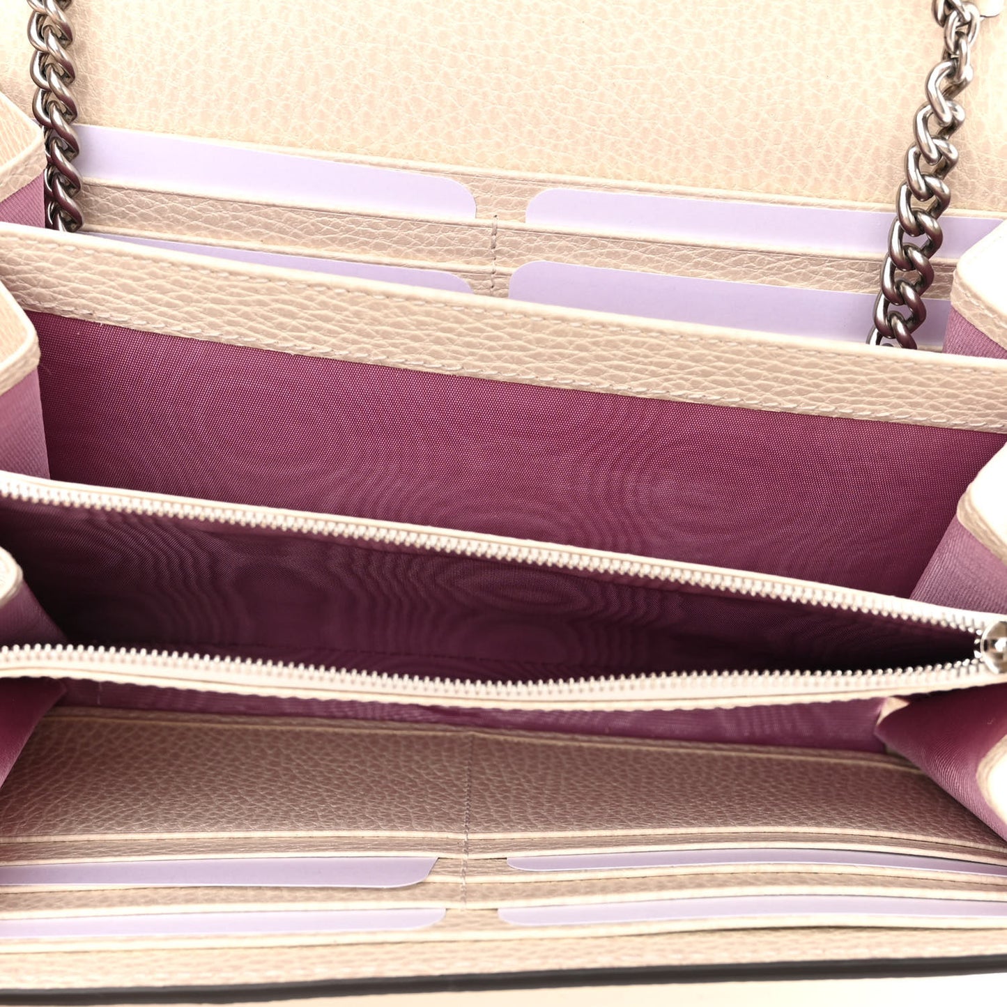 Dollar Calfskin Mini Dionysus Chain Wallet Mystic White