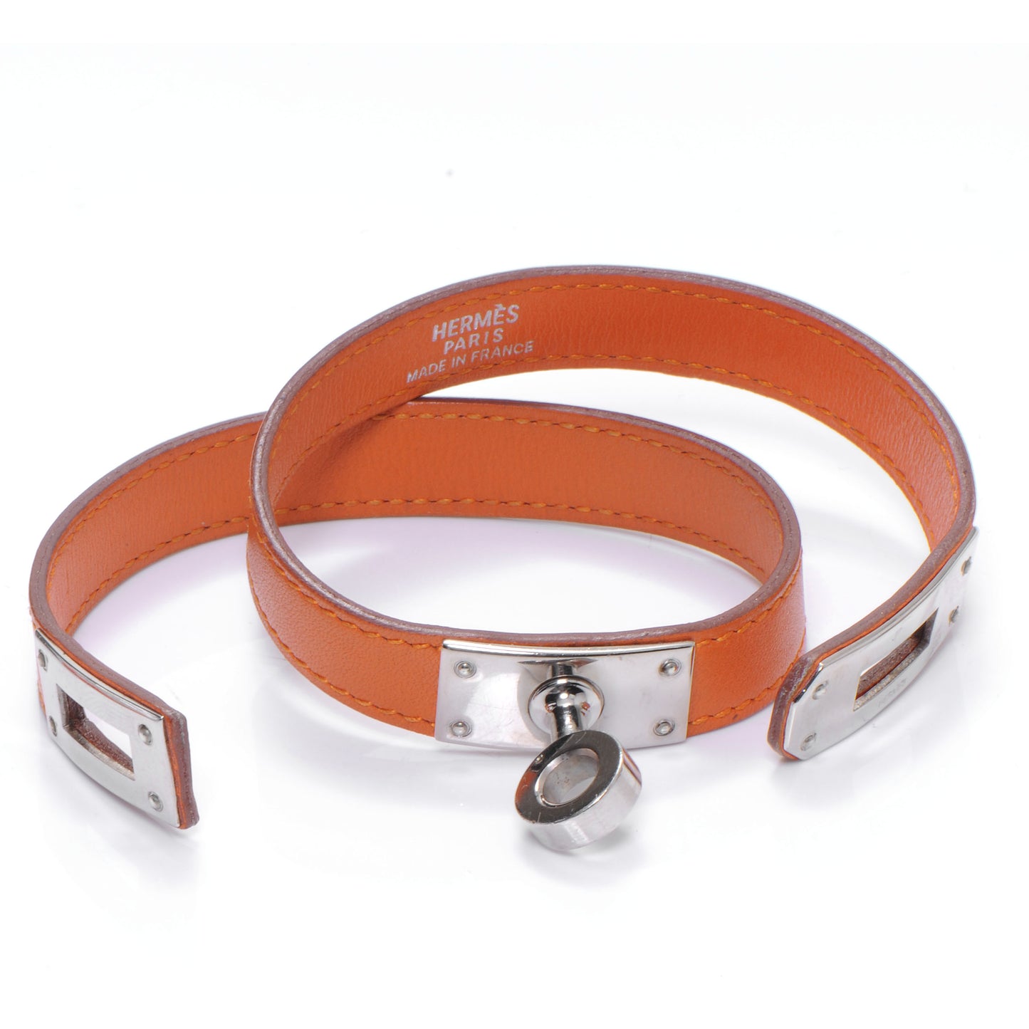Chamonix Leather Kelly Double Tour Bracelet Orange Small