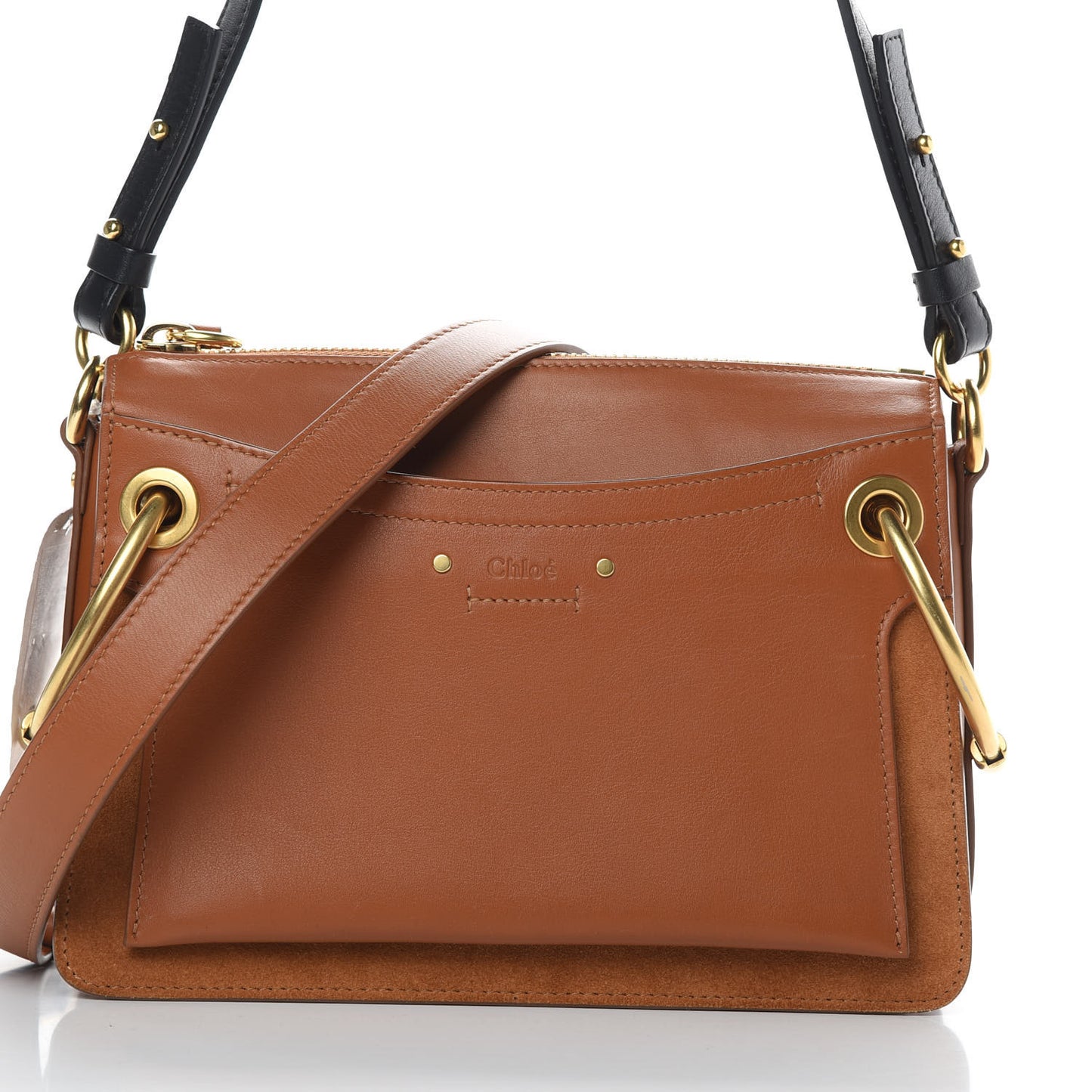 Calfskin Suede Small Roy Bag Caramel