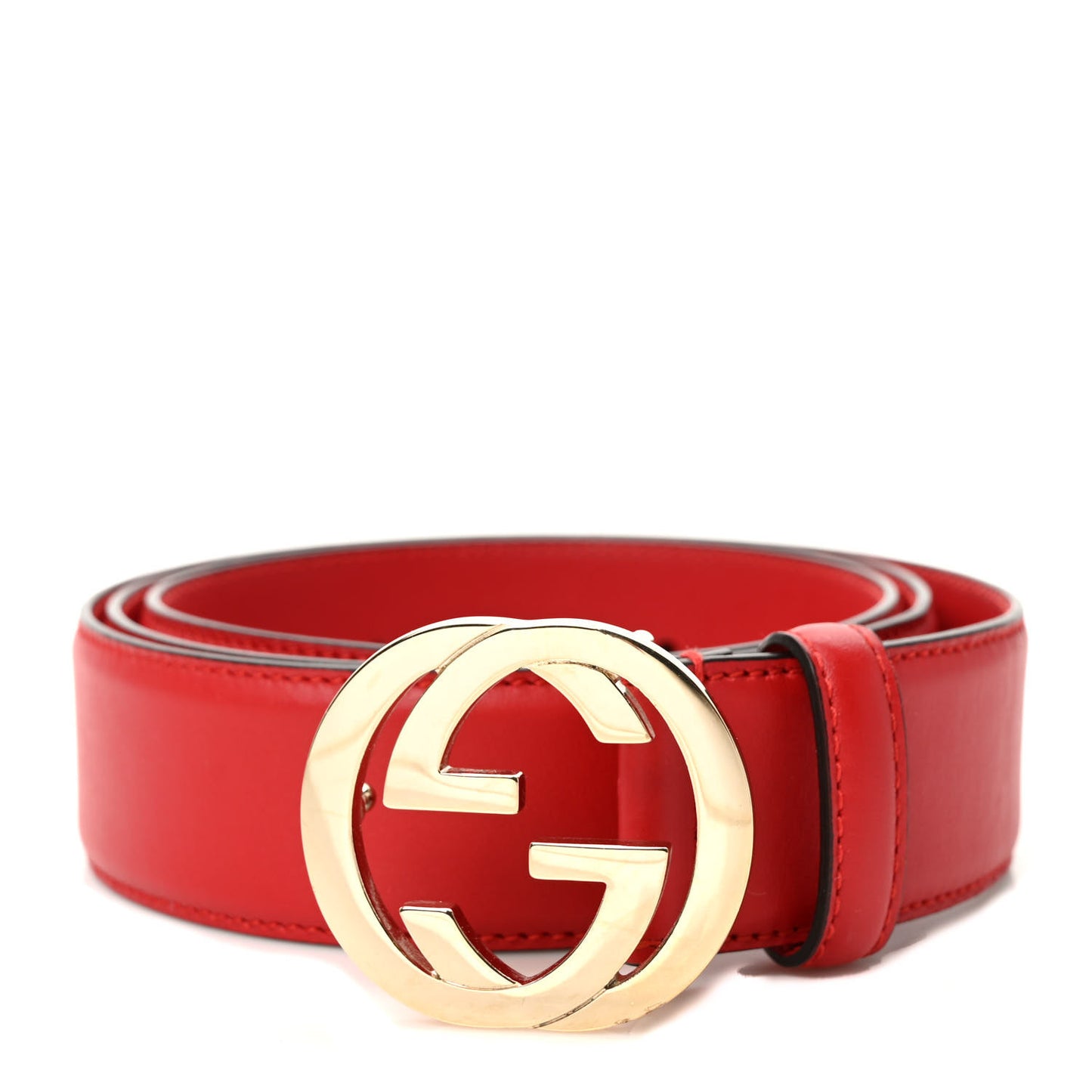 Moon Calfskin Interlocking G 37mm Belt 100 40 Vibrant Red