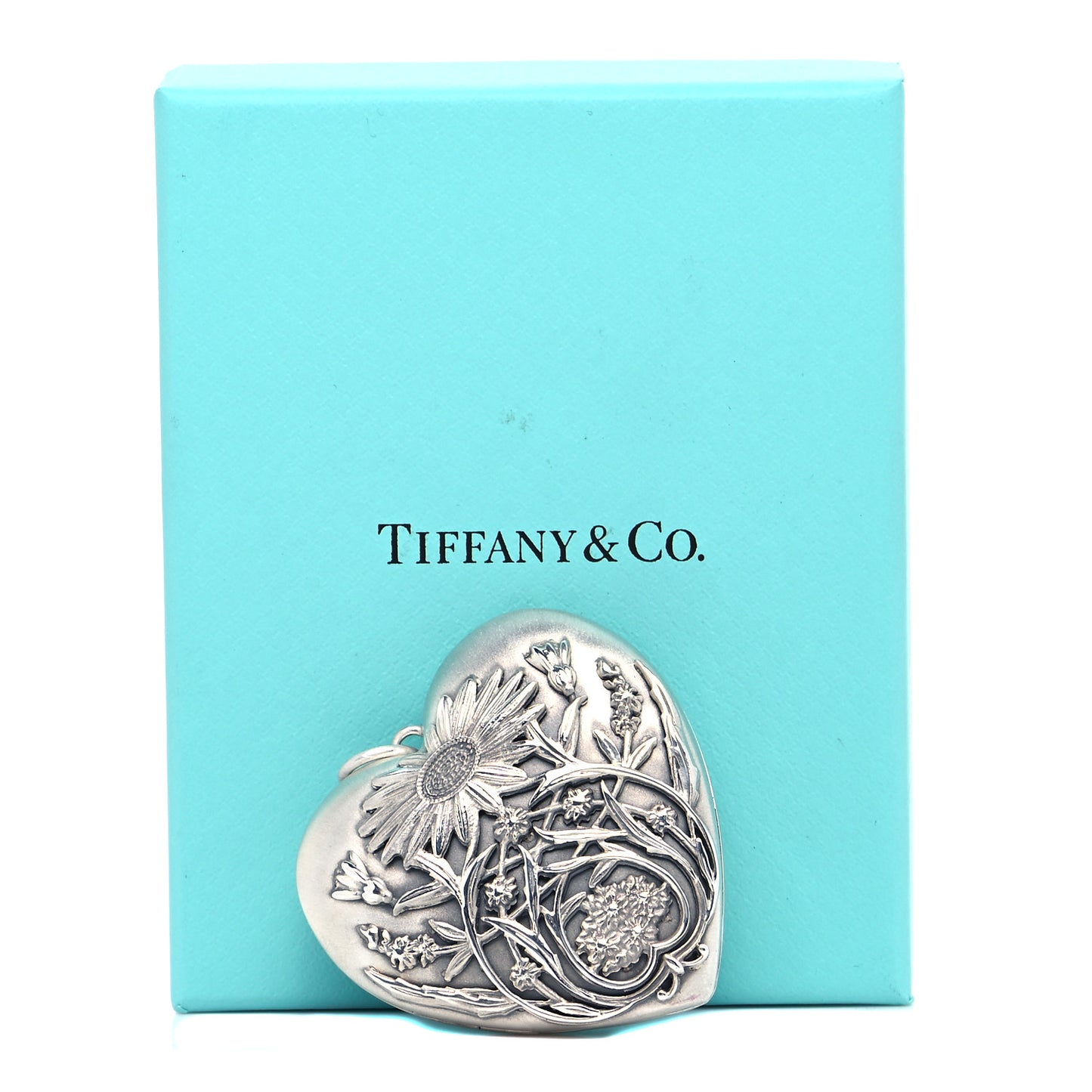 Sterling Silver Large Ziegfeld Daisy Heart Locket Pendant