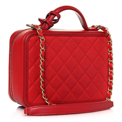 Chanel Caviar Quilted Medium CC Filigree Vanity Case Red 3 of 12