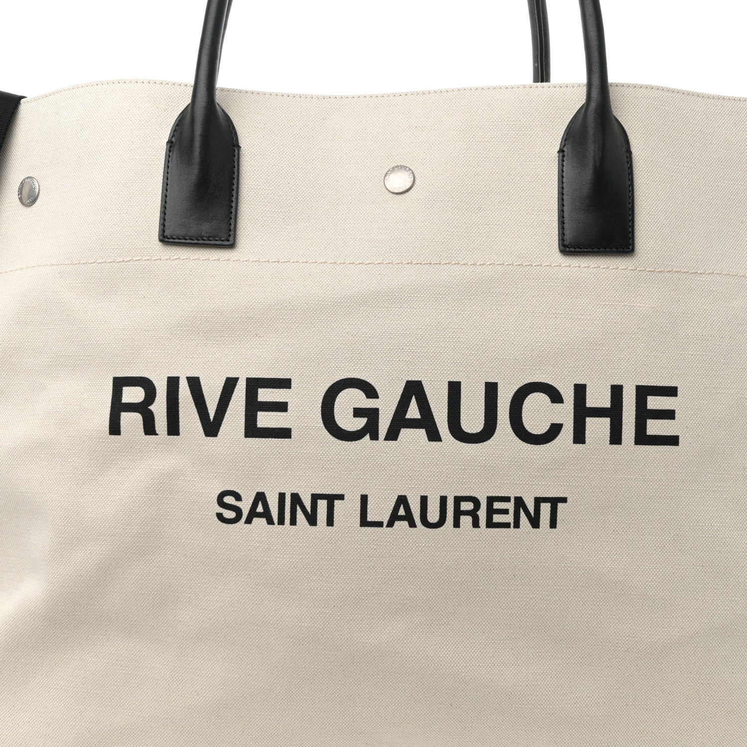 Saint Laurent Linen Calfskin Rive Gauche Maxi Tote Grege et Noir 7 of 9