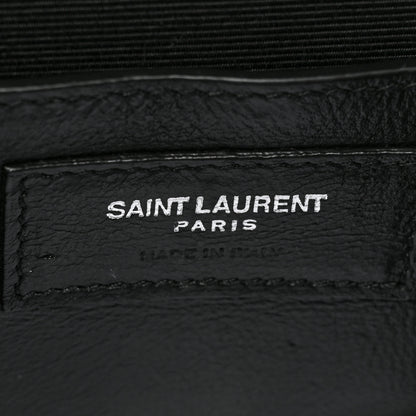 Saint Laurent Grain De Poudre Textured Mixed Matelasse Triquilt Small Monogram Satchel Black 6 of 13