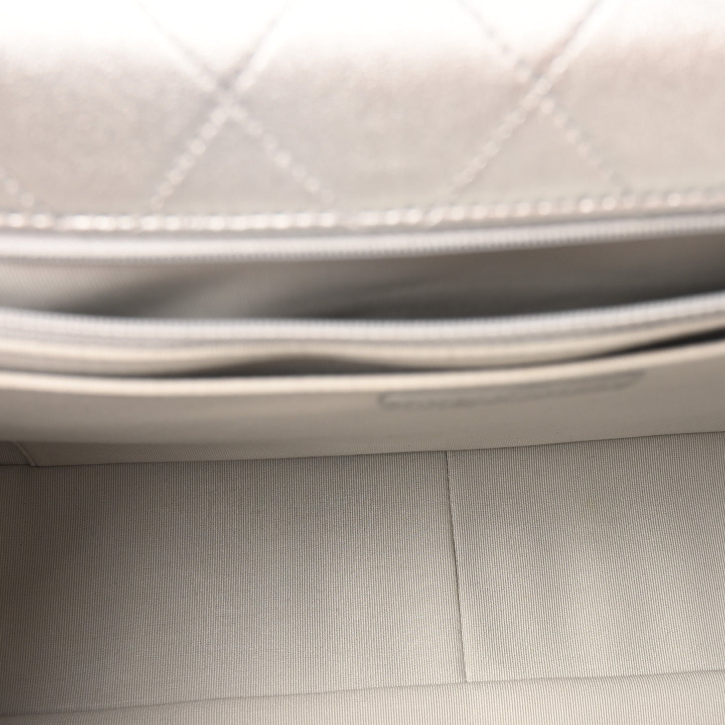 Metallic Lambskin Quilted XXL Travel Flap Bag Silver