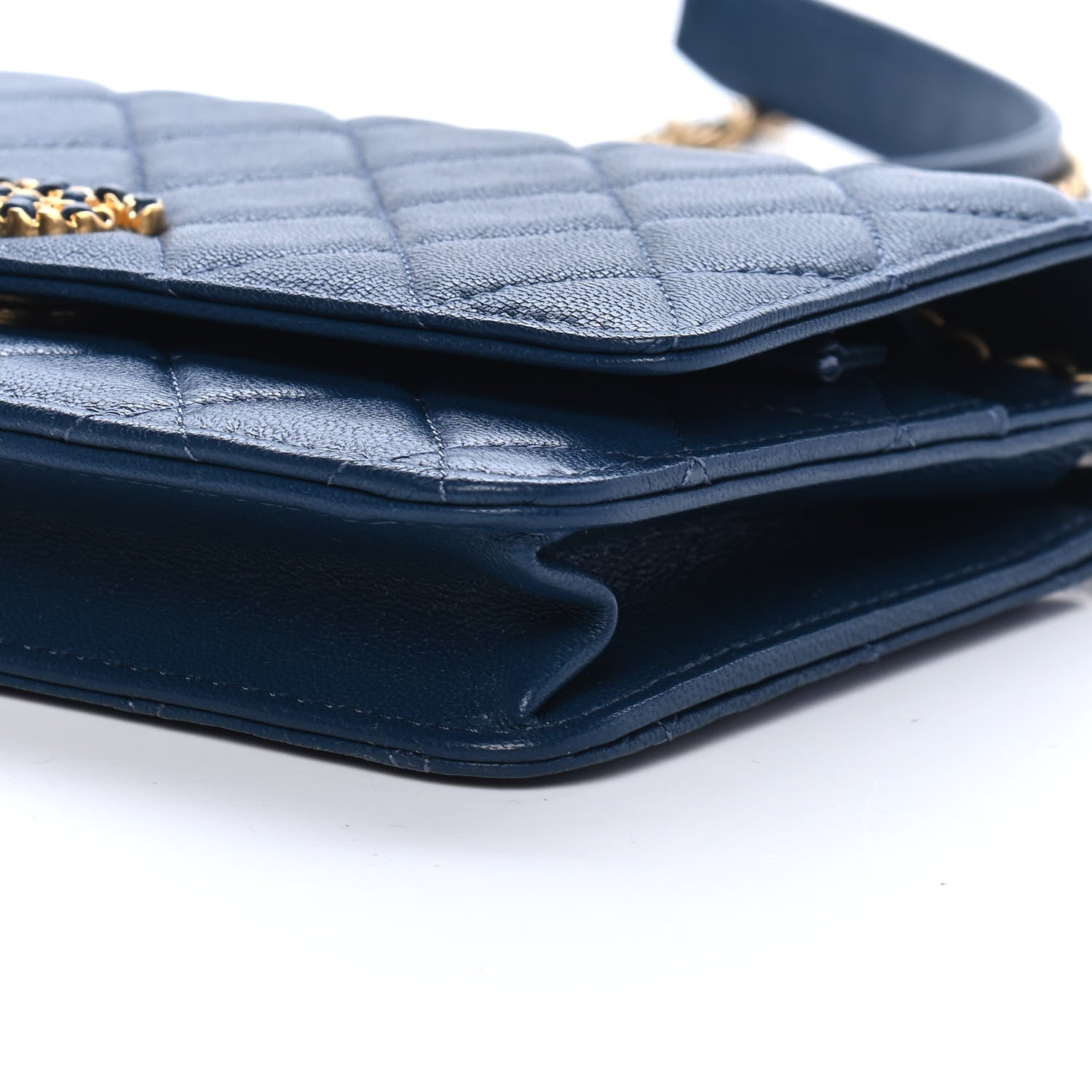 Chanel Goatskin Quilted Chanel 19 Wallet On Chain WOC Blue 10 of 10