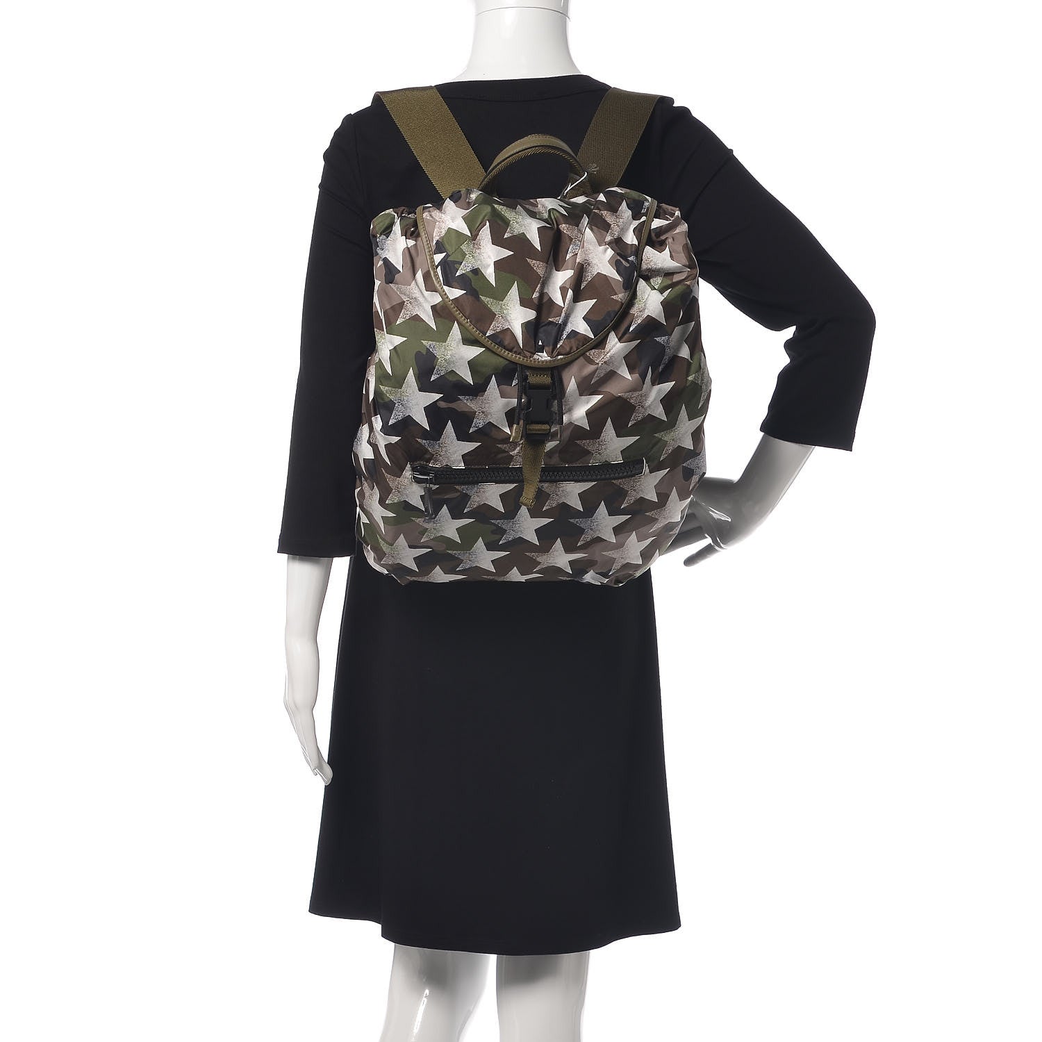 Valentino Garavani Nylon Camustars Drawstring Backpack Army Green White 2 of 9