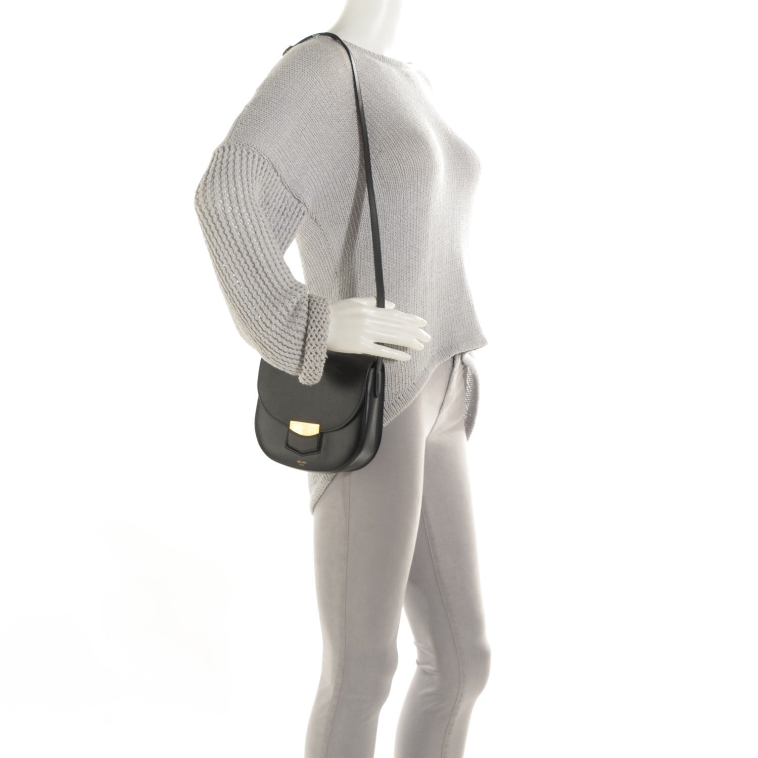 Celine Palmelato Calfskin Small Trotteur Black 2 of 8