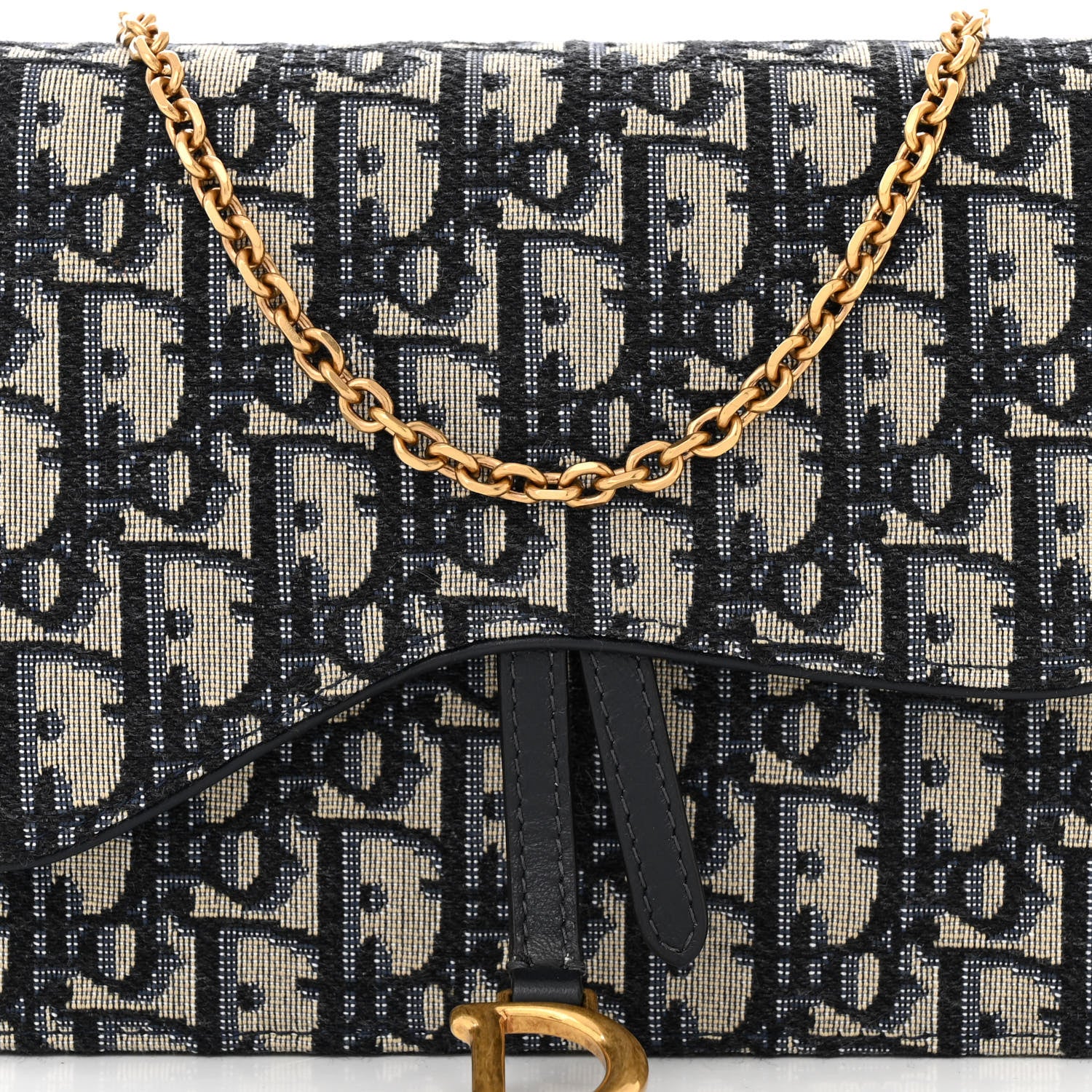 Christian Dior Oblique Saddle Chain Pouch Blue 7 of 9