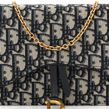 Christian Dior Oblique Saddle Chain Pouch Blue 7 of 9