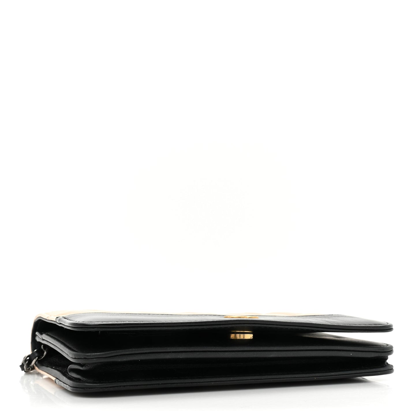 Aged Calfskin Quilted Gabrielle Wallet On Chain WOC Beige Black