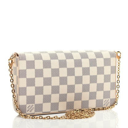 Louis Vuitton Damier Azur Pochette Felicie Chain Wallet Rose Ballerine 3 of 10