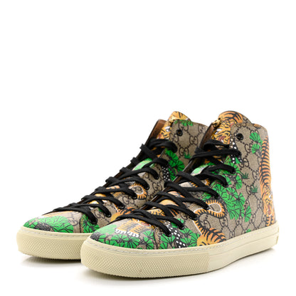 Gucci GG Supreme Monogram Bengal Mens High Top Sneakers 11 Beige Yard 3 of 9