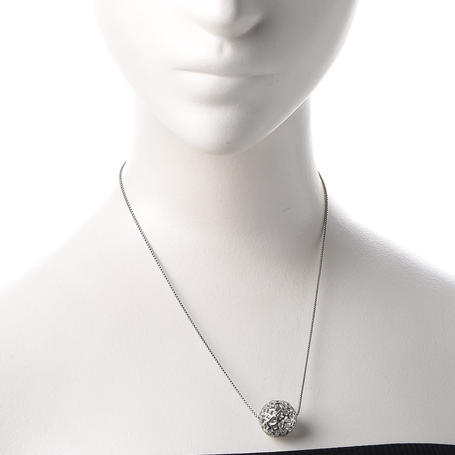 David Yurman Sterling Silver Diamond Star Orb Tapestry Necklace 2 of 7
