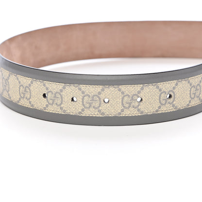 Gucci GG Supreme Monogram Selleria Interlocking G 40mm Belt 80 32 Ecru Grigio 5 of 8