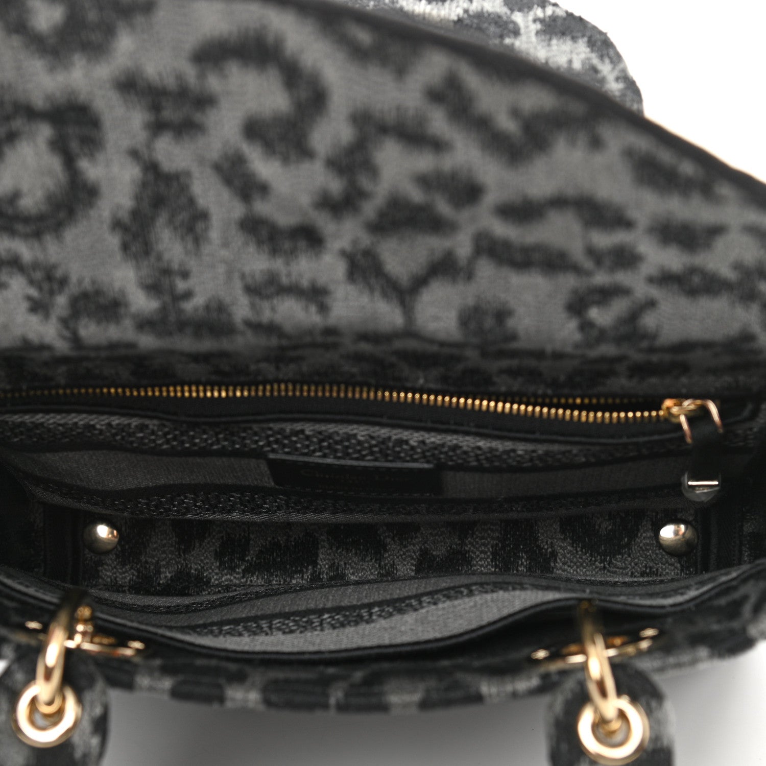 Christian Dior Canvas Mizza Embroidered Medium Lady D-Lite Gray 5 of 12