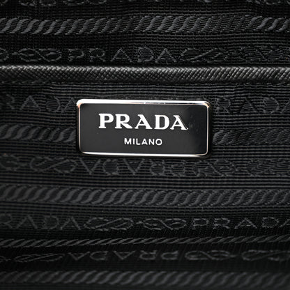 Prada Tessuto Nylon Saffiano Floral Print Tote Black Blue Multicolor 6 of 14