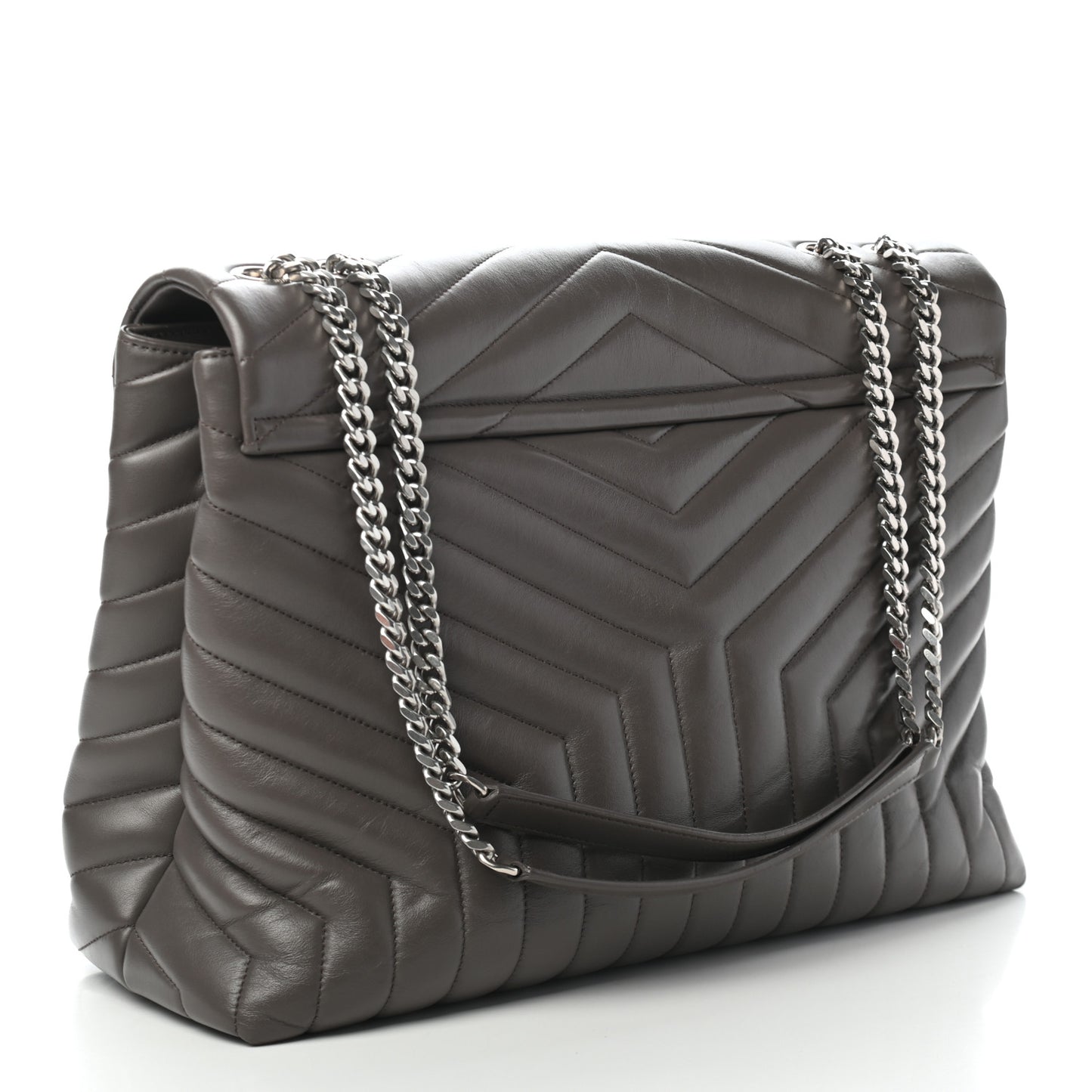 Calfskin Y Quilted Monogram Large Loulou Chain Satchel Asphalt