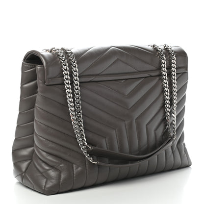 Saint Laurent Calfskin Y Quilted Monogram Large Loulou Chain Satchel Asphalt 2 of 8