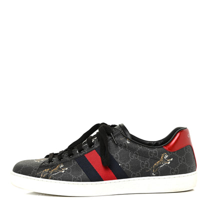 Gucci GG Supreme Monogram Tiger Ayers Web Mens New Ace Sneakers 9 Black 1 of 18