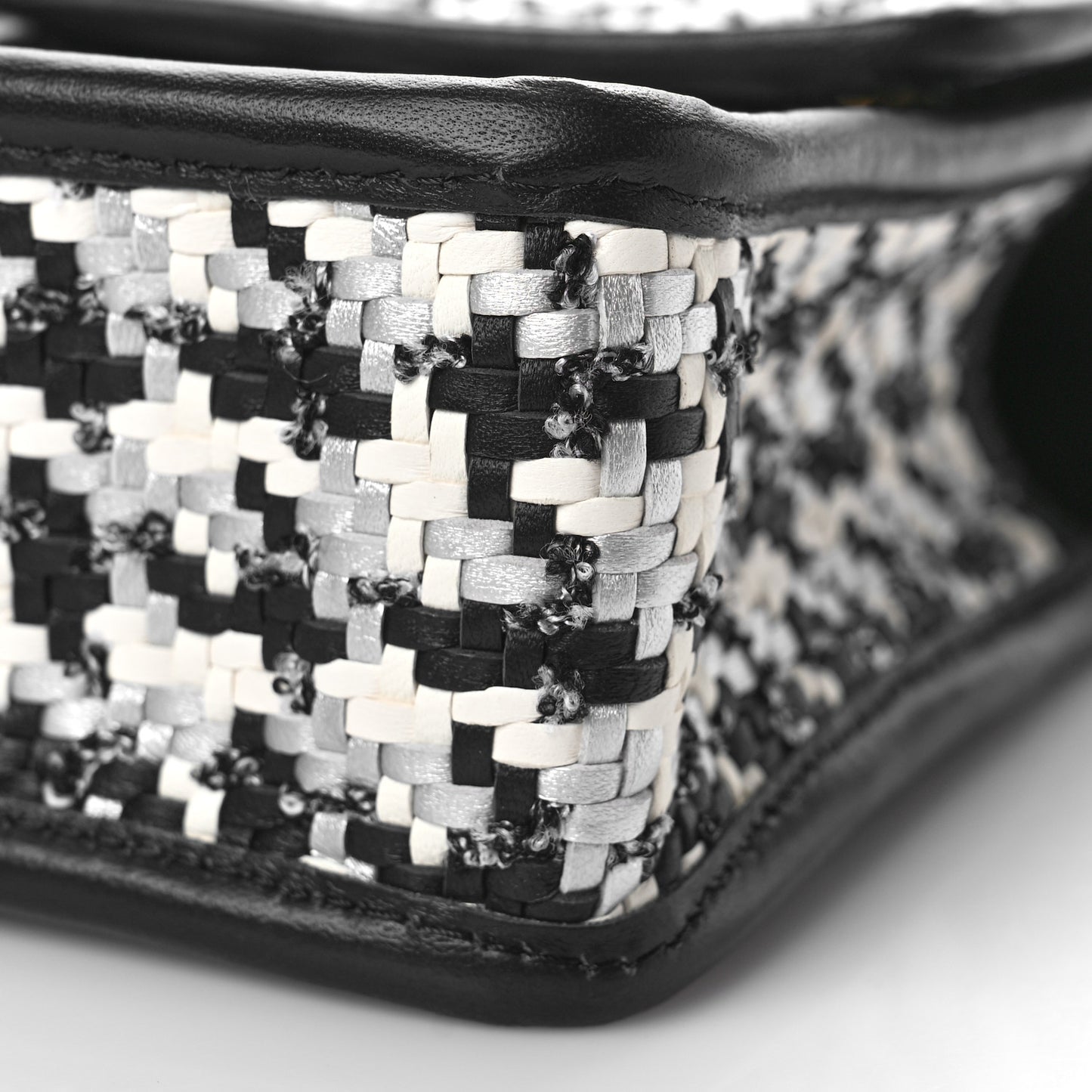 Metallic Lambskin Viscose Woven Flap Silver Black