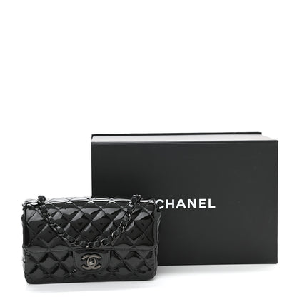 Chanel Patent Calfskin Quilted Mini Rectangular Flap So Black 11 of 11