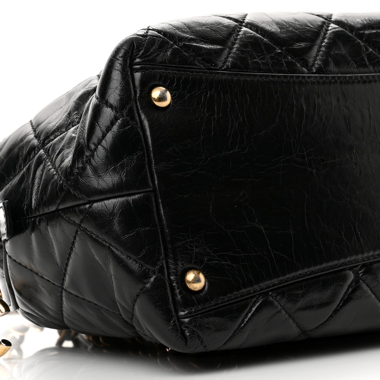 Glazed Calfskin Castle Rock Bowling Bag Black