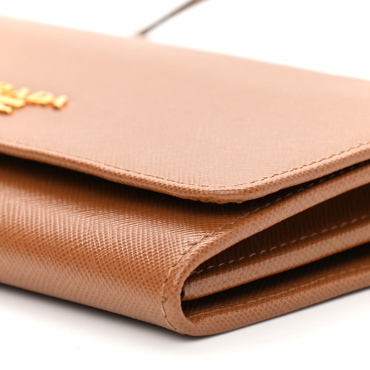 Prada Saffiano Metal Flap Wallet With Strap Caramel 10 of 11