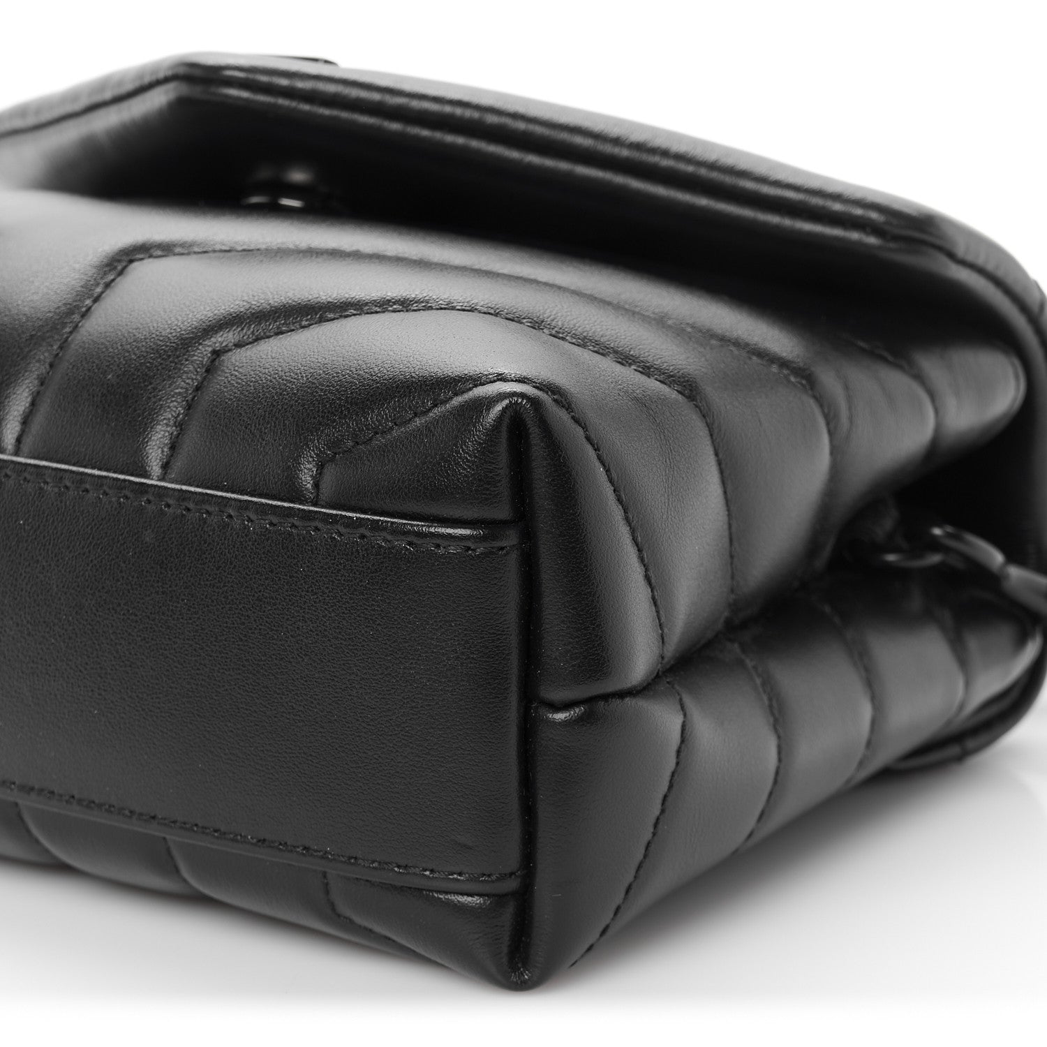 Saint Laurent Calfskin Y Quilted Monogram Monochrome Toy Loulou Crossbody Bag Black 11 of 12