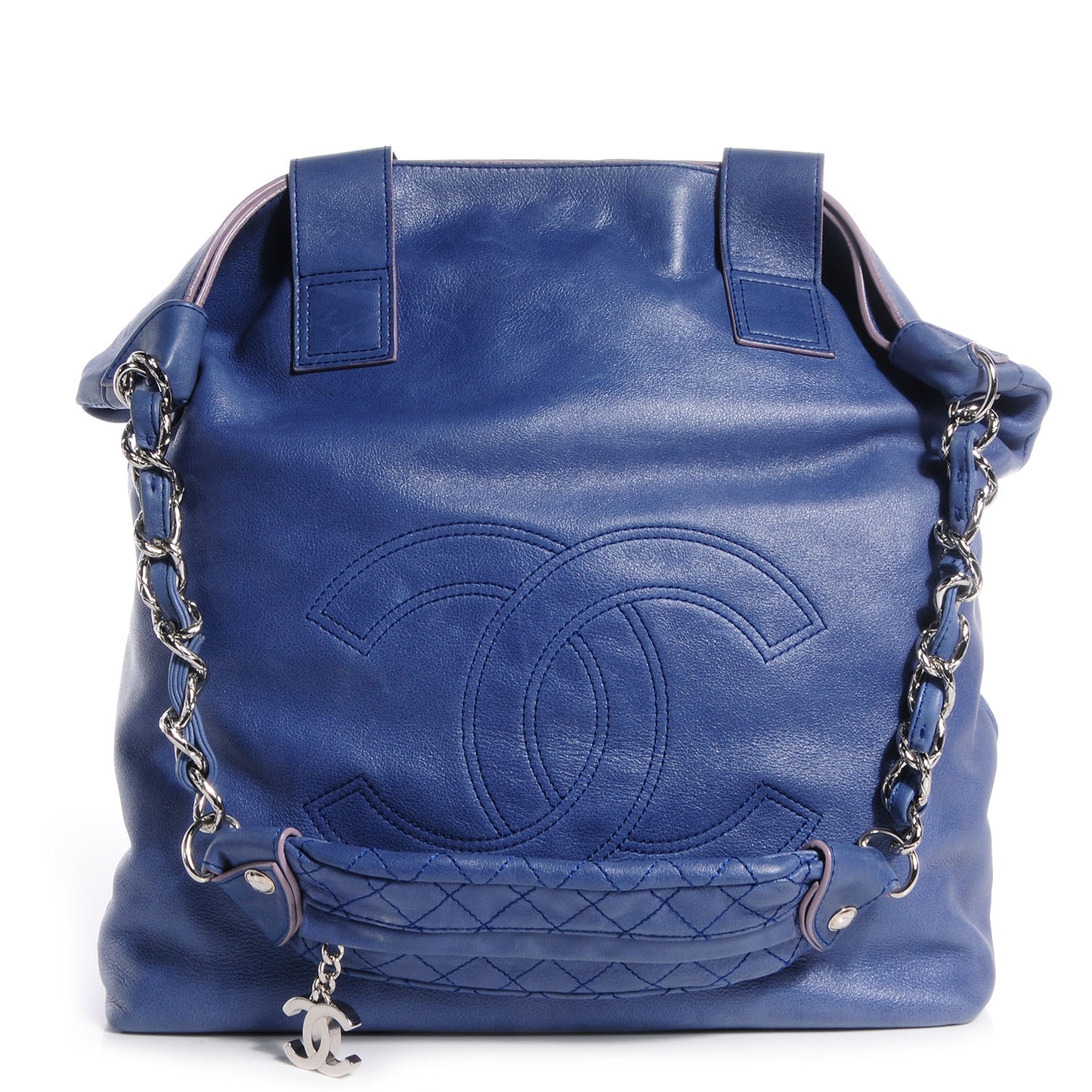 Lambskin North South Edgy Tote Blue