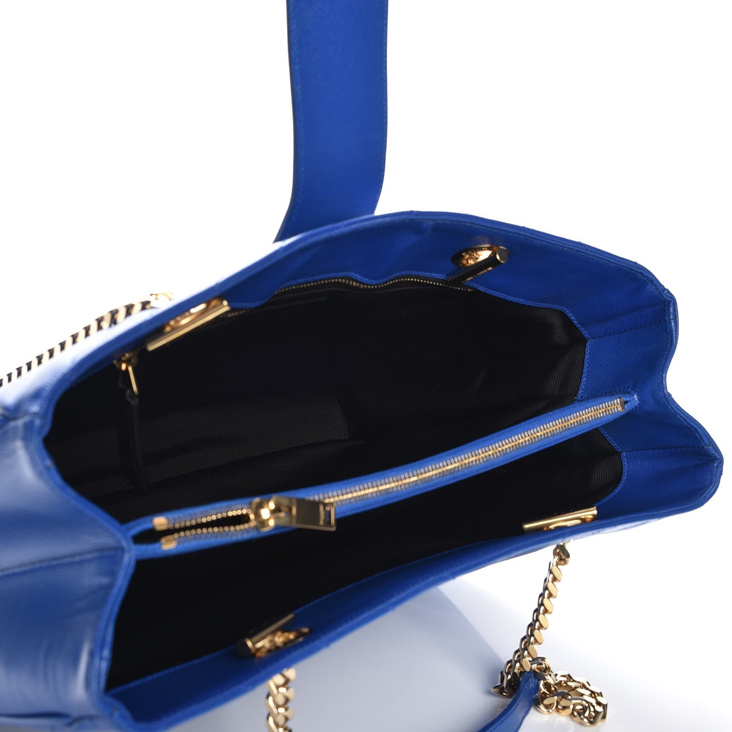 Saint Laurent Grain De Poudre Matelasse Chevron Monogram Shopping Bag Blue Majorelle 5 of 7