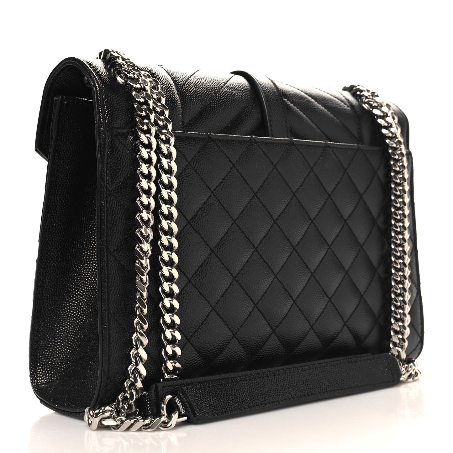 Grain De Poudre Textured Mixed Matelasse Triquilt Medium Monogram Satchel Black