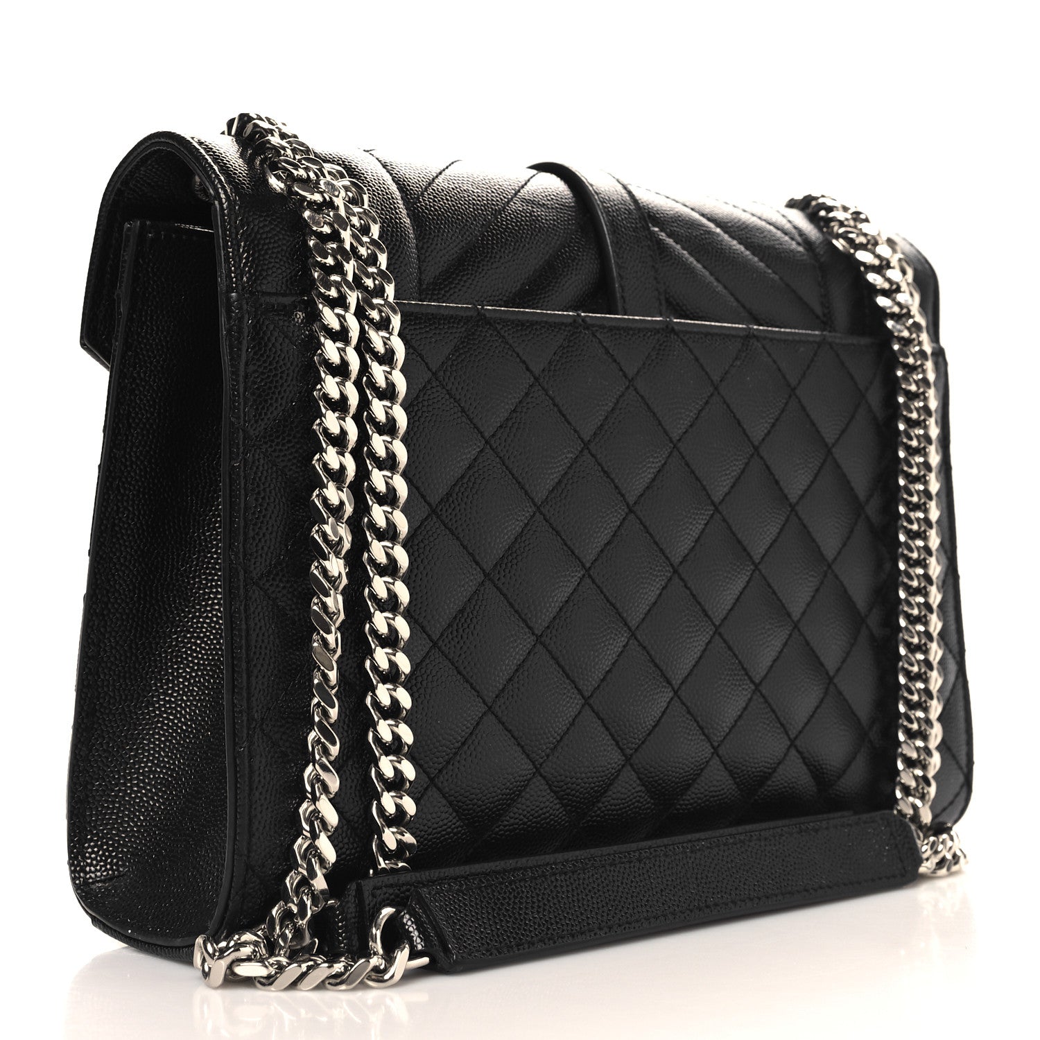 Saint Laurent Grain De Poudre Textured Mixed Matelasse Triquilt Medium Monogram Satchel Black 3 of 9