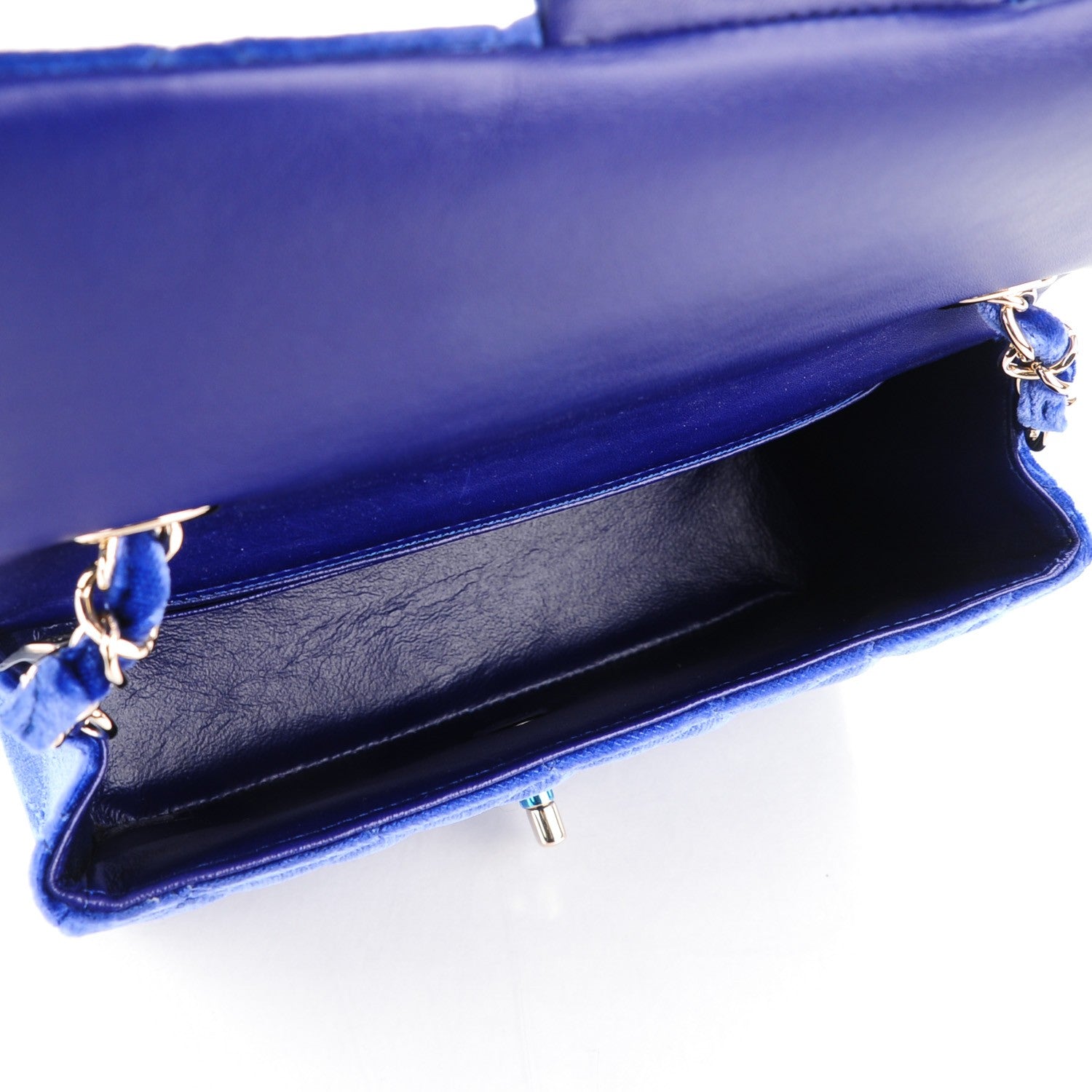 Chanel Velvet Quilted Mini Rectangular Flap Blue 5 of 8
